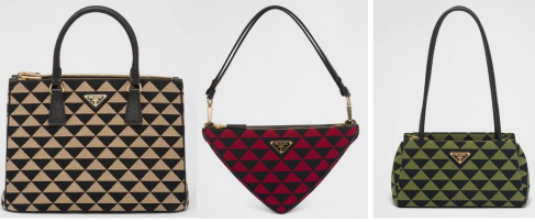 prada bags with triangle pattern